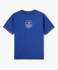 tee-shirt manches courtes a manches et dos fantaisie garcon bleuJ343401_2