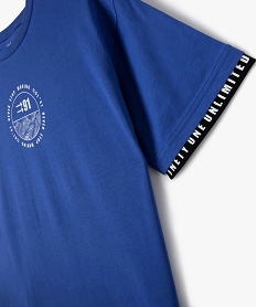 tee-shirt manches courtes a manches et dos fantaisie garcon bleuJ343401_3