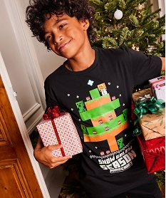 GEMO Tee-shirt à manches courtes de Noël avec motif sapin garçon - Minecraft Noir