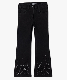 jean flare avec strass en bas de jambes fille noir jeansJ356101_1