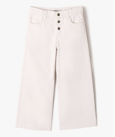pantalon large en toile denim coloree fille beige pantalonsJ357401_2