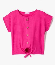 tee-shirt a manches courtes avec boutons fantaisie et bas noue fille rose tee-shirtsJ370101_1
