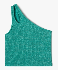 GEMO Tee-shirt asymétrique en maille pailletée fille Vert
