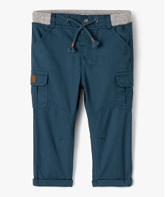 pantalon coupe cargo double avec taille elastique bebe garcon bleu pantalonsJ398501_1