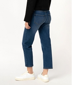 jean cropped coupe straight taille haute stretch femme bleu pantacourtsJ401201_3