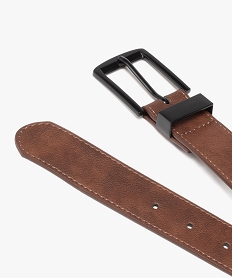 ceinture grainee avec large boucle en metal mat homme marron standard ceintures et bretellesJ405901_3