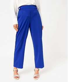 GEMO Pantalon 78ème à plis en maille fluide femme bleu electrique