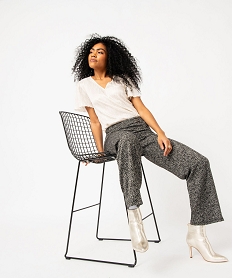 GEMO Pantalon droit à pli en maille extensible femme Imprimé