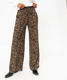 pantalon large imprime en maille texturee femme imprimeJ481701_1