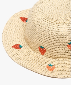 chapeau de paille a paillettes et motif fraises bebe fille beige accessoiresJ487601_2