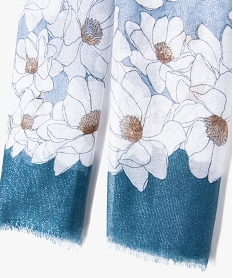 foulard a motifs fleuris avec reflets scintillants femme bleu standardJ490001_2