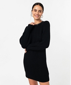 GEMO Robe pull avec perles sur le col femme Noir