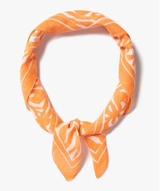 foulard carre en coton femme 60x60 cm orange standard autres accessoiresJ492801_1