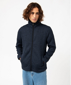 GEMO Sweat zippé col montant doublure sherpa homme Bleu