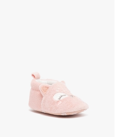 chaussons de naissance bebe fille en velours uni en forme de chat rose chaussures de naissanceJ528101_2