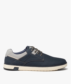 GEMO Derbies homme casual à lacets avec semelle contrastante bleu chine