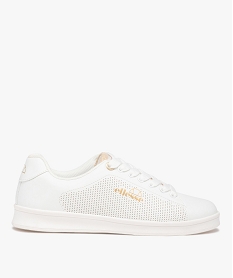 GEMO Baskets femme unies style rétro avec perforations - Ellesse blanc chine