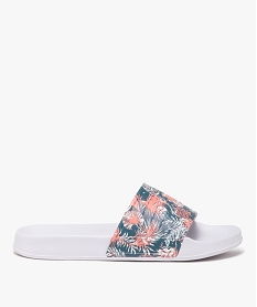 GEMO Mules femme à bandeau imprimé tropical - Kappa Blanc