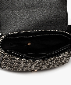 sac bandouliere en toile tissee avec rabat aspect cuir femme noir standard sacs bandouliereJ670101_3