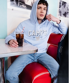 sweat a capuche en french terry imprime homme - camps united bleuJ679301_1