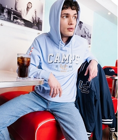 sweat a capuche en french terry imprime homme - camps united bleuJ679301_2