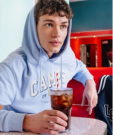 sweat a capuche en french terry imprime homme - camps united bleuJ679301_3