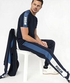 GEMO Sweat zippé à col montant spécial sport homme Bleu