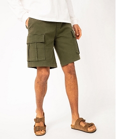 GEMO Bermuda cargo en coton stretch à taille élastiquée homme Vert