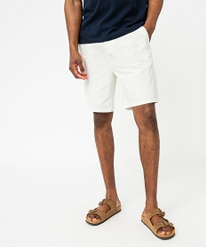 GEMO Bermuda chino en coton stretch et taille élastiquée homme Blanc