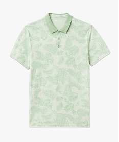 polo manches courtes a fines rayures et motif feuillage homme vert polosJ701801_4