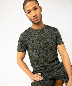 GEMO Tee-shirt manches courtes imprimé homme Vert