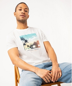 GEMO Tee-shirt manches courtes à motif estival homme Blanc