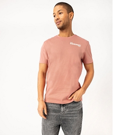 GEMO Tee-shirt manches courtes à motif estival homme Rose