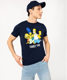 GEMO Tee-shirt manches courtes imprimé homme - The Simpsons Bleu