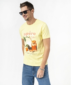 GEMO Tee-shirt manches courtes à motif estival homme Jaune