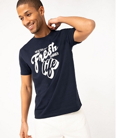 GEMO Tee-shirt manches courtes à motif estival homme Bleu