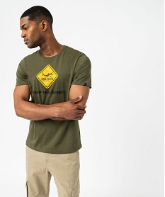tee-shirt manches courtes imprime homme - roadsign vert tee-shirtsJ713101_1