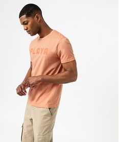 GEMO Tee-shirt à manches courtes avec message homme Orange