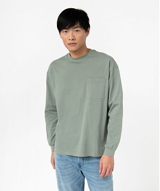 GEMO Tee-shirt manches longues épais oversize homme Vert