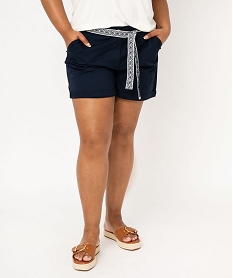 short en toile avec ceinture tissee femme grande taille bleu pantacourts et shortsJ717301_1