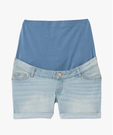 short en jean de grossesse a bandeau bas et revers bleu shortsJ717801_4
