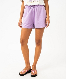 GEMO Short en maille avec ceinture ajustable femme Violet