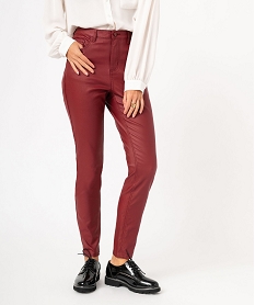 GEMO Pantalon skinny enduit push-up taille haute femme Rouge