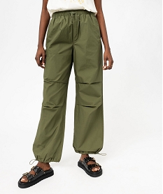 GEMO Pantalon baggy en toile de coton femme Vert