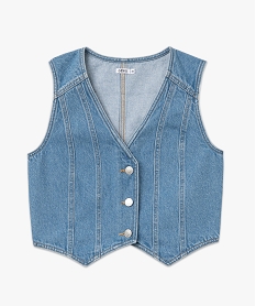 GEMO Gilet sans manches en jean femme Bleu