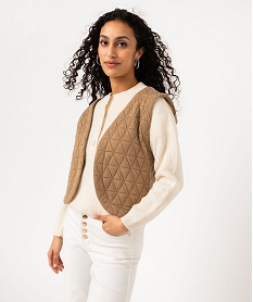 GEMO Gilet sans manches en matière matelassée femme Beige