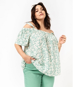 GEMO Blouse à bretelles et col Bardot femme grande taille Imprimé