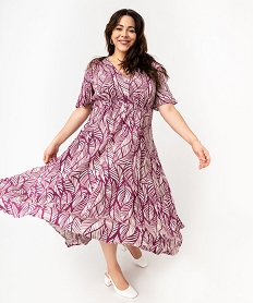 robe a manches courtes a motifs fleuris femme grande taille violetJ757401_1