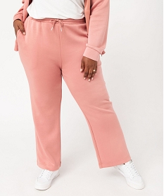 pantalon en maille avec ceinture elastique femme grande taille rose pantalonsJ761301_2