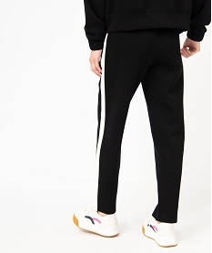 pantalon de jogging femme avec bandes contrastantes sur les cotes noirJ761701_3
